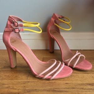 ASOS pink and yellow heels